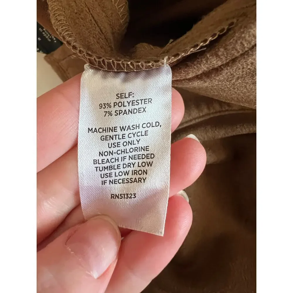 Halogen Waistband Seam Faux Suede Brown Midi Skirt Women's S Career Work Boho